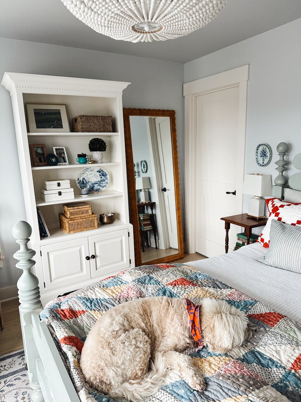 Cover Image for Vintage Nightstands, Wicker Mirror + More Updates In Our Coastal Cottage Bedroom